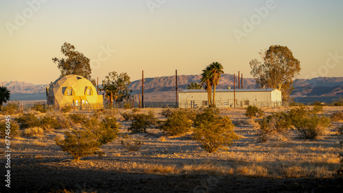 Generic geodesic home in California desert