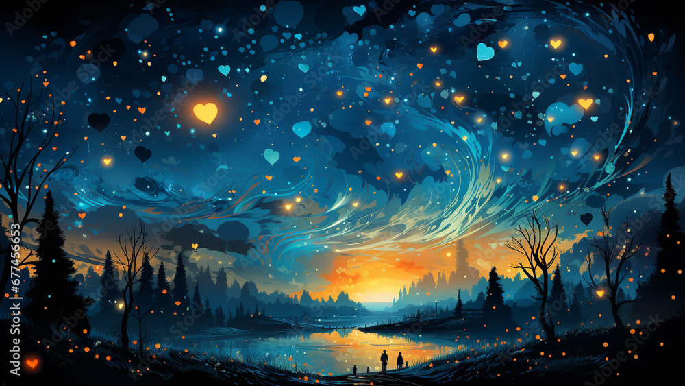 Celestial Night Sky Heart Shaped Constellations for a Valentines Celestial Night Sky Heart Shaped Constellations for a Valentines