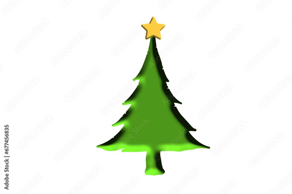 Fototapeta premium christmas tree with star isolated on a white background