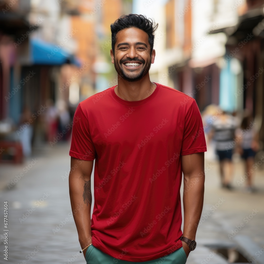 A cool Indian man wearing empty blank tshirt A cool Indian man wearing empty blank tshirt