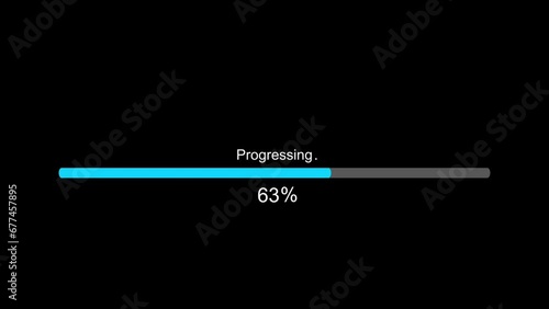 Progressing bar process animation loading transfer download 0 to 100%. photo