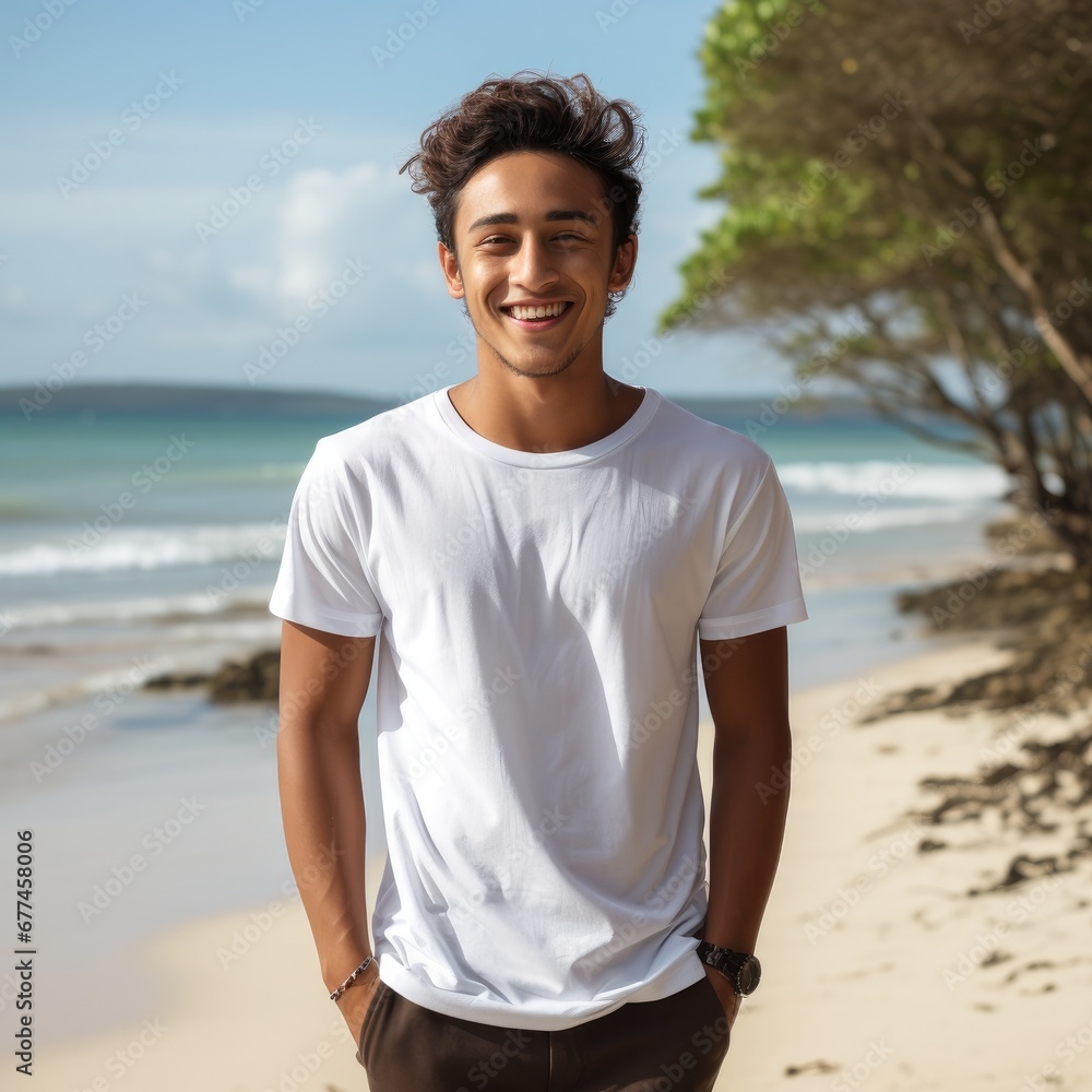 attractive asian man wearing blank t-shirt for graphic design mockup attractive asian man wearing blank t-shirt for graphic design mockup