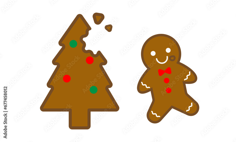 gingerbread man with christmas tree