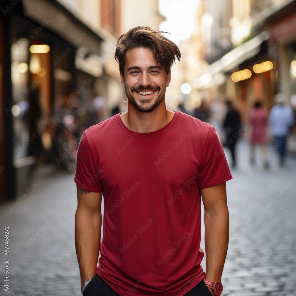 Good looking man wearing blank t-shirt for mockup