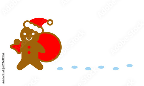 smile santa gingerbread man walking on snow 