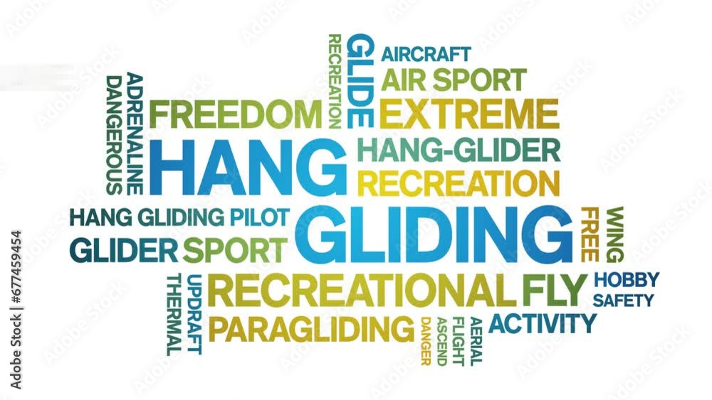 Hang Gliding animated word cloud;text design animation tag
