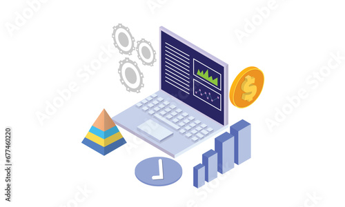 Isometric Audit Logging and Monitoring .on white background.3D design.isometric vector design Illustration.