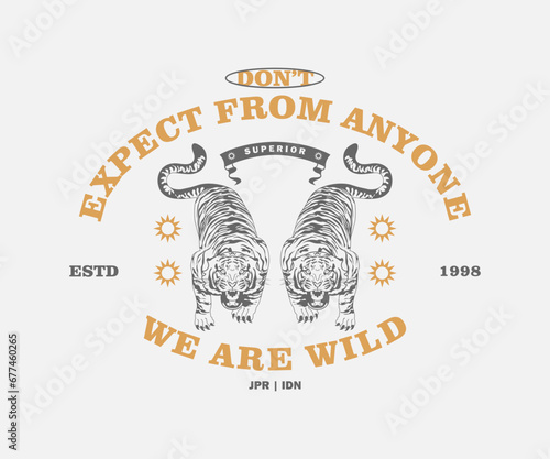 Vintage illustration of tiger vector t shirt design, vector graphic, typographic poster or tshirts street wear and Urban style