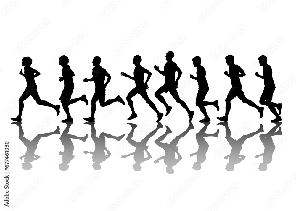 Man athletes on running race on white background Man athletes on running race on white background