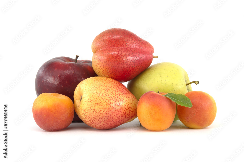 Assortment of fresh healthy fruits isolated on white Assortment of fresh healthy fruits isolated on white