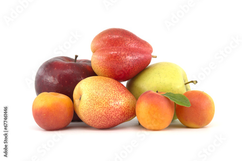 Assortment of fresh healthy fruits isolated on white