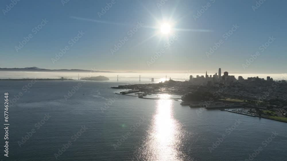 Sunrise Scene At San Francisco In California United States. Downtown City Skyline. Transportation Scenery. Sunrise Scene At San Francisco In California United States. Sunrise Scene At San Francisco In California United States. Downtown City Skyline. Transportation Scenery. Sunrise Scene At San Francisco In California United States.