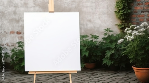 blank billboard on the wall, Empty white board for the guest list or photo. Blanked white board for drawing