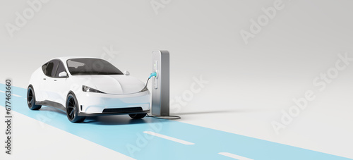 Electric car charging battery, eco energy. 3d rendering photo