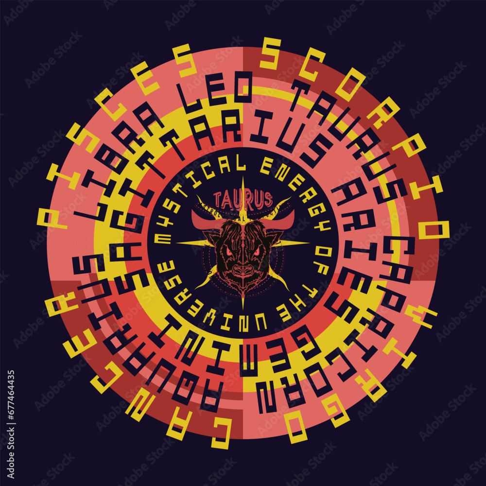 Typographic vectorel illustration of astrological theme. . T shirt graphics