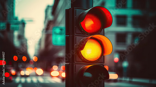 Close-up of a traffic light on street photo