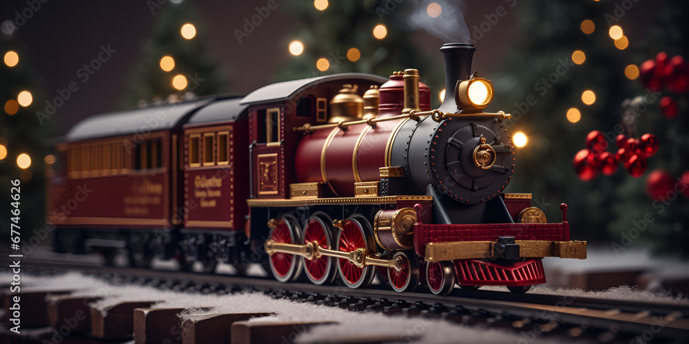Generative Holiday Express: AI-Crafted Miniature Christmas Train Delight 