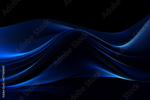 Graphic resource concept. Abstract blue digital waves on black background with copy space