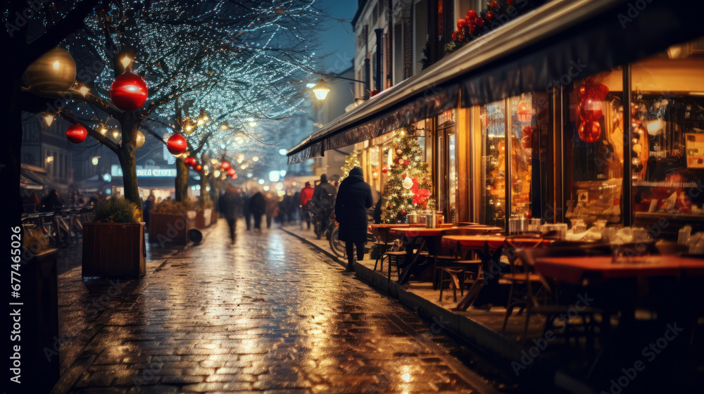 street in night at christmas