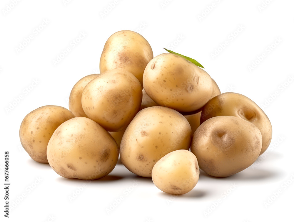 Potatoes isolated on white background close up. Potatoes isolated on white background close up.