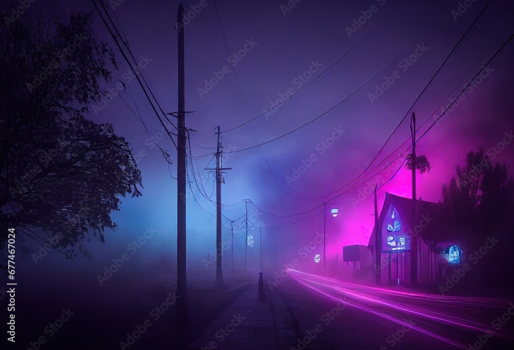 Misty Streets Leading to a Distant Church Generative AI