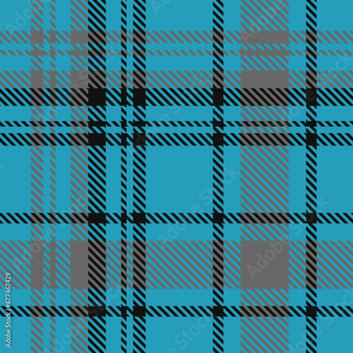 Blue Black Grey Tartan Plaid Pattern Seamless. Check fabric texture for flannel shirt, skirt, blanket
