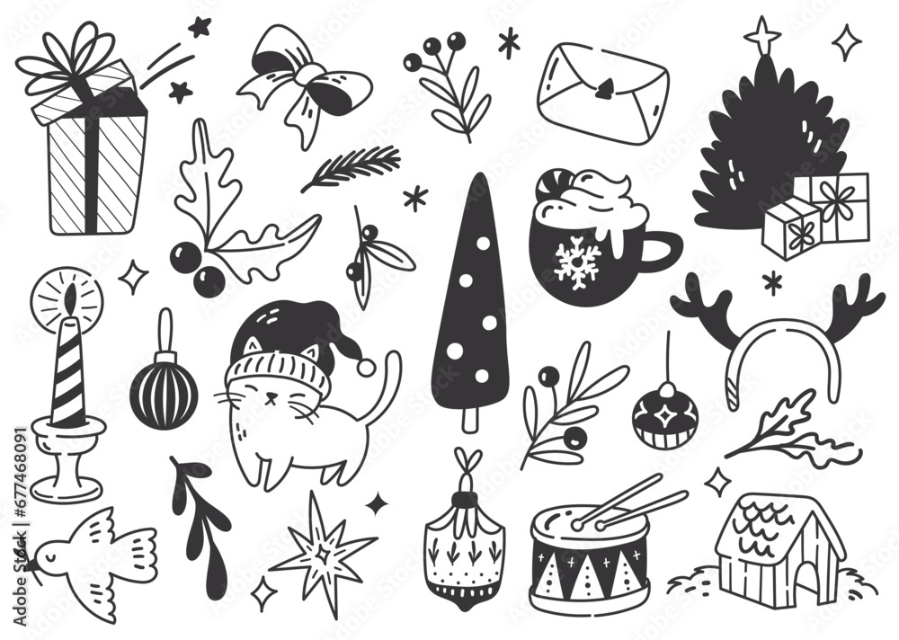 Hand Drawn Christmas Doodle, Christmas Celebration Related Object, Cute Sticker, Design Element