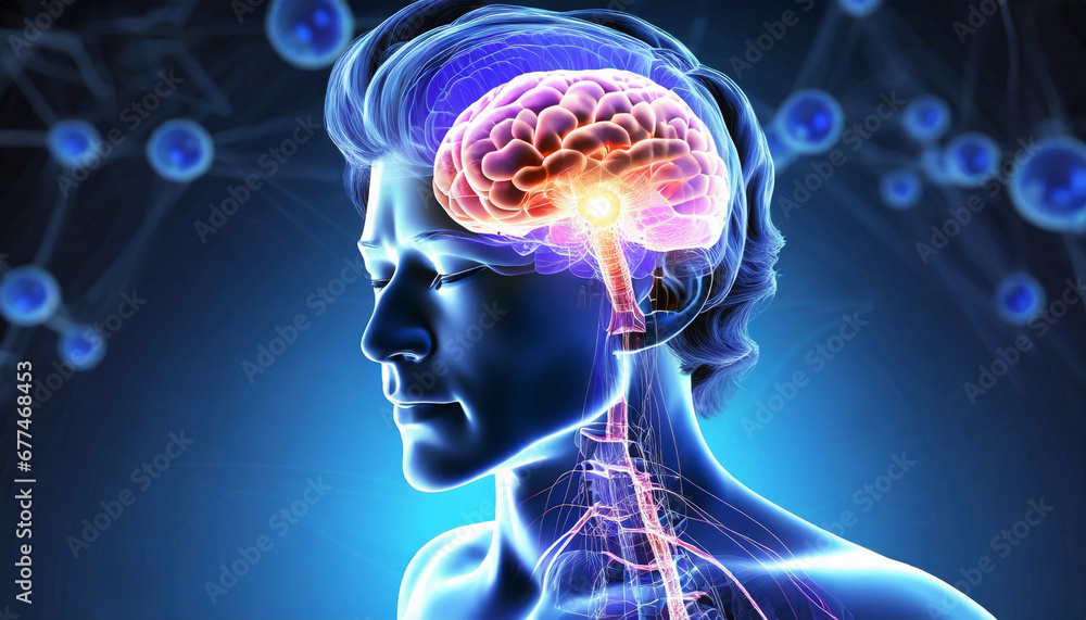 3D Visualization Illustrating the Active Anatomy of the Human Brain, 3D Visualization Spotlight on the Active Dynamics of the Human Brain, Generative AI 3D Visualization Illustrating the Active Anatomy of the Human Brain, 3D Visualization Spotlight on the Active Dynamics of the Human Brain, Generative AI