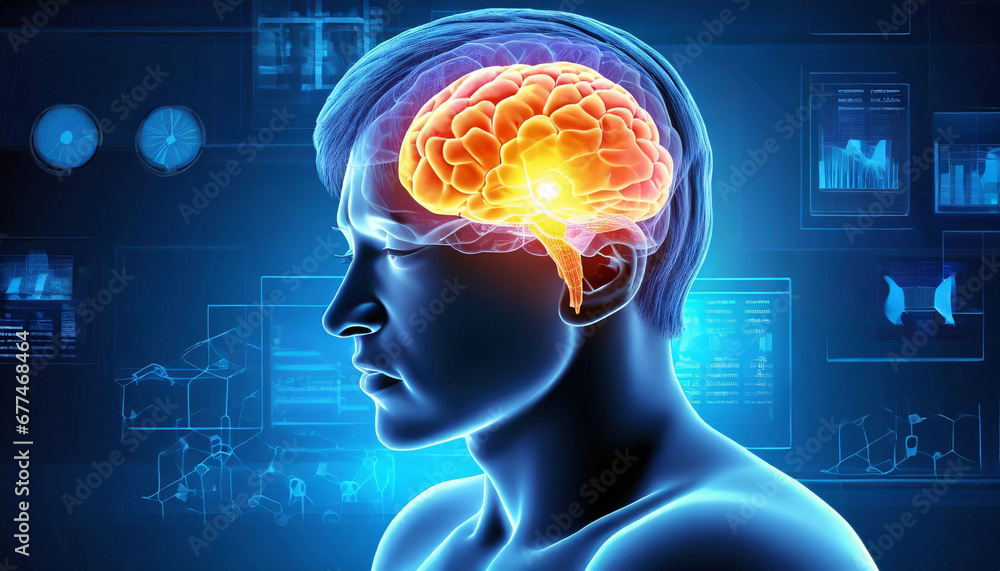 3D Visualization Illustrating the Active Anatomy of the Human Brain, 3D Visualization Spotlight on the Active Dynamics of the Human Brain, Generative AI 3D Visualization Illustrating the Active Anatomy of the Human Brain, 3D Visualization Spotlight on the Active Dynamics of the Human Brain, Generative AI