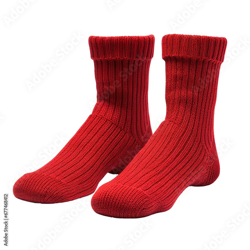 Red work socks isolated on a transparent background
