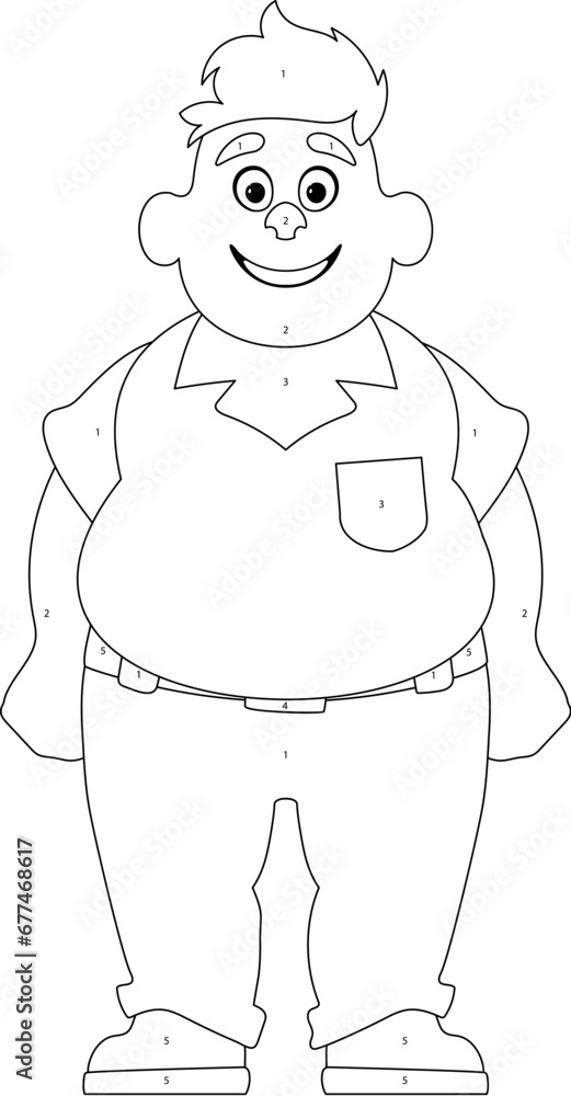 Black and white line art, Fat man posing and smiling. Overweight guy is cute, body positivity theme. Coloring style Black and white line art, Fat man posing and smiling. Overweight guy is cute, body positivity theme. Coloring style