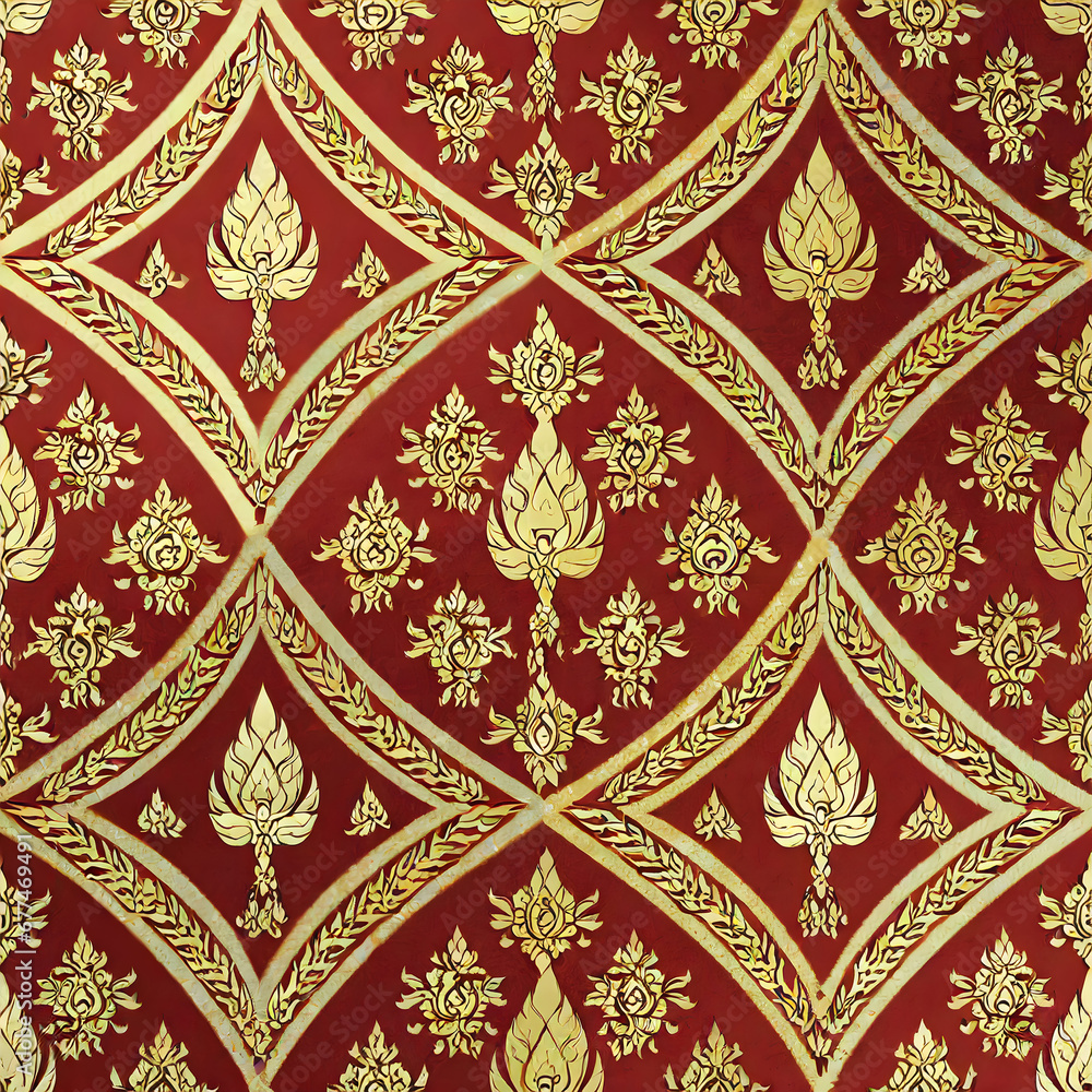 thai pattern seamless, red and gold thai pattern seamless, red and gold