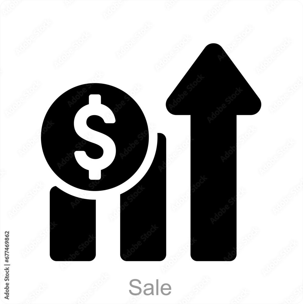 Sale and growth icon concept Sale and growth icon concept