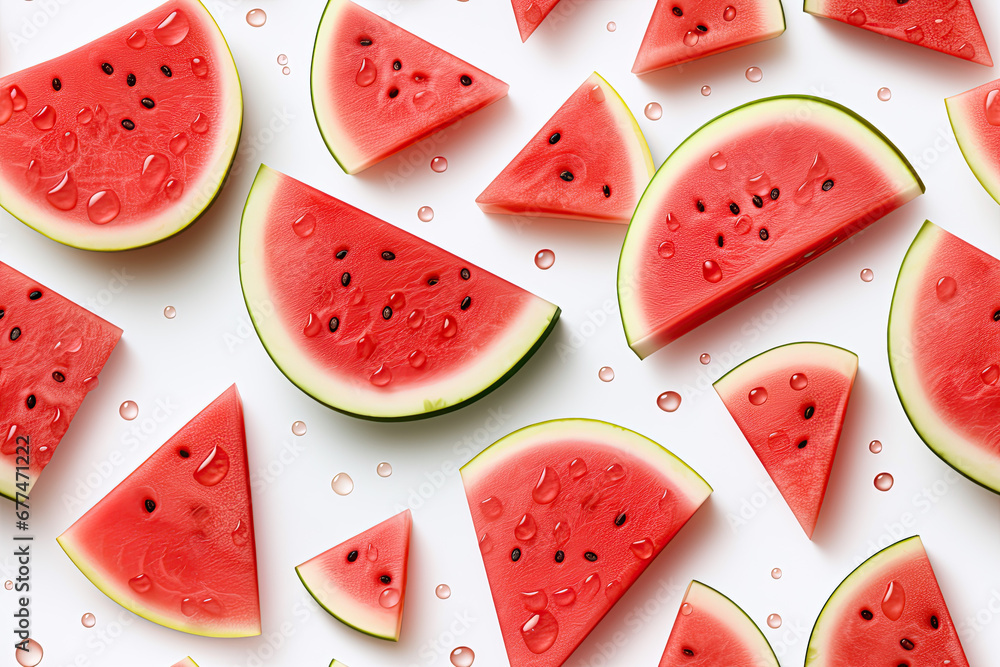 seamless pattern with red watermelon slices on white background seamless pattern with red watermelon slices on white background