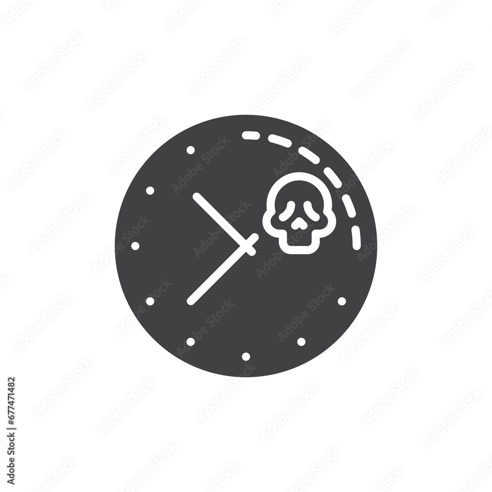 Clock with skull vector icon