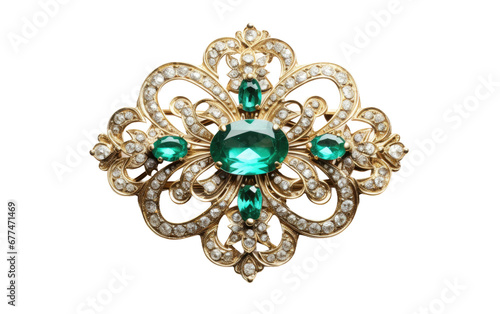 Isolated Antique Brooch on transparent background, PNG Format