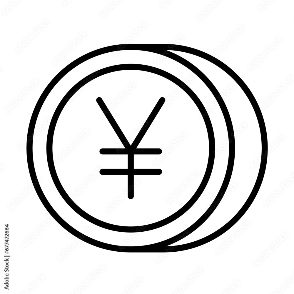 Yen finance icon with black outline style. money, cash, business, currency, financial, investment, wealth. Vector Illustration Yen finance icon with black outline style. money, cash, business, currency, financial, investment, wealth. Vector Illustration