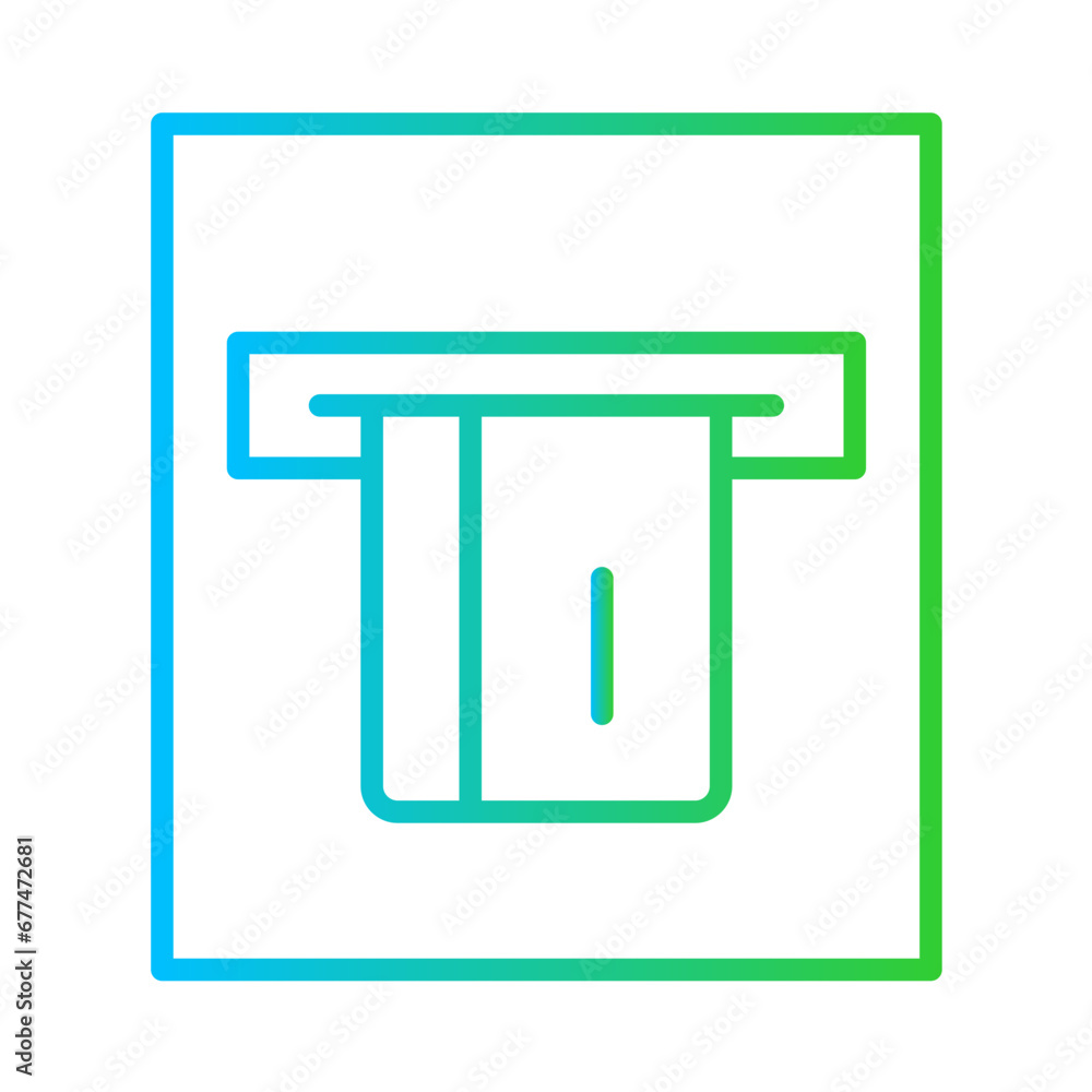 ATM finance icon with blue and green gradient outline style. atm, bank, banking, business, finance, cash, money. Vector Illustration ATM finance icon with blue and green gradient outline style. atm, bank, banking, business, finance, cash, money. Vector Illustration
