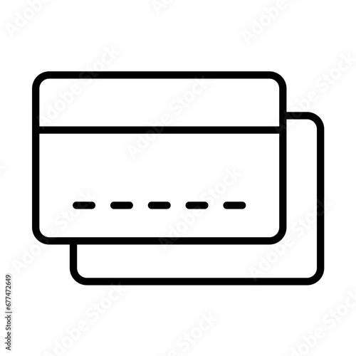 Credit card finance icon with black outline style. credit, finance, bank, money, commercial, payment, debit. Vector Illustration