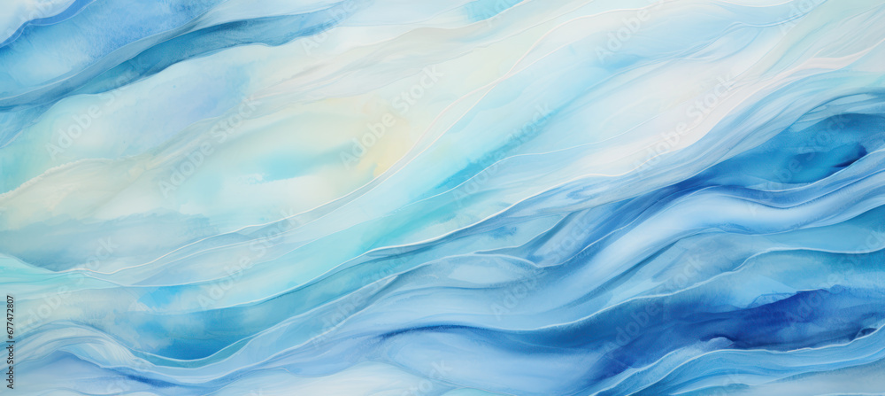 Detailed Blue Watercolor Background with Wave Motif Detailed Blue Watercolor Background with Wave Motif