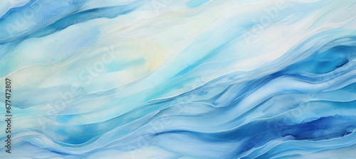 Detailed Blue Watercolor Background with Wave Motif