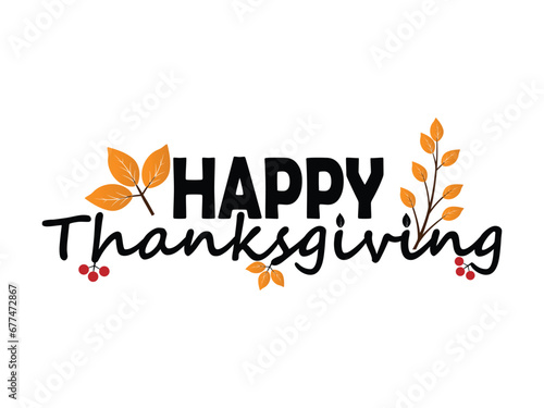 Happy thanksgiving day. Vector banner, greeting card with text Happy thanksgiving day