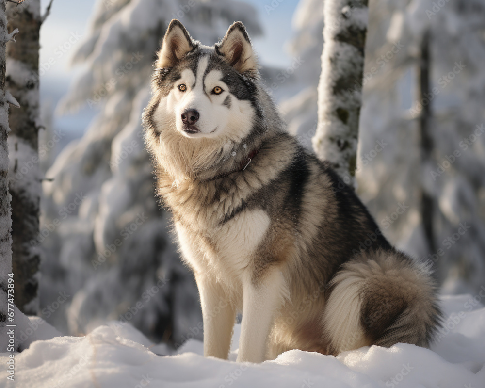 siberian husky dog in the snow