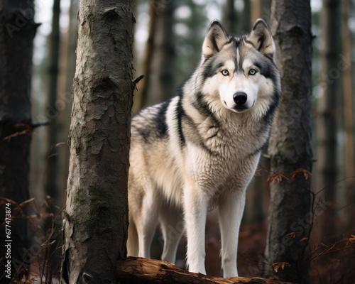 Wolf standing in the forest
