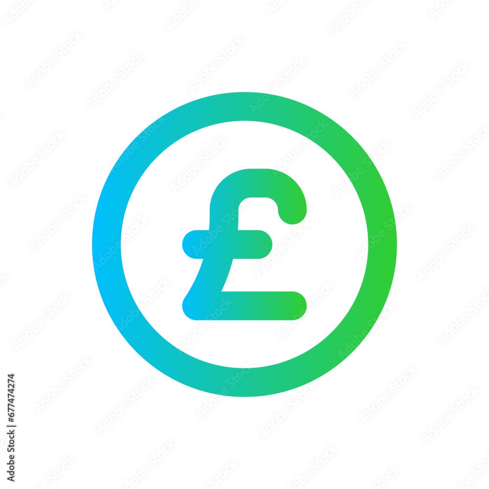 Pound finance icon with blue and green gradient outline style. money, currency, cash, business, financial, pounds, banking. Vector Illustration Pound finance icon with blue and green gradient outline style. money, currency, cash, business, financial, pounds, banking. Vector Illustration