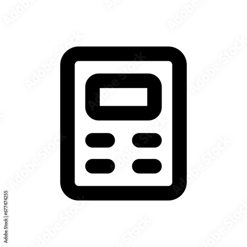 Calculator finance icon with black outline style. business, calculator, finance, financial, accounting, tax, button. Vector Illustration