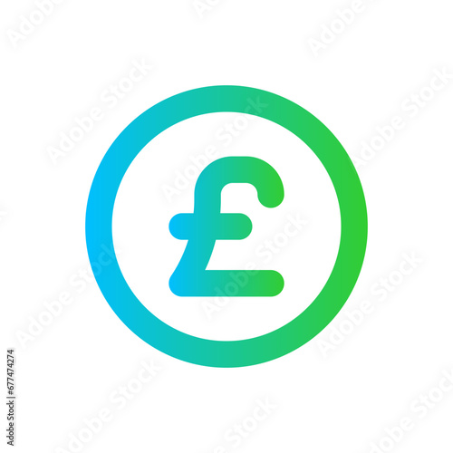 Pound finance icon with blue and green gradient outline style. money, currency, cash, business, financial, pounds, banking. Vector Illustration photo