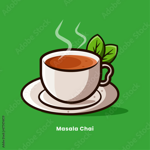 Indian masala chai vector illustration . 