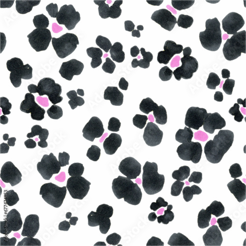Beautiful minimalist seamless pattern with cute colorful abstract flowers. Stock print illustration. Popular design.