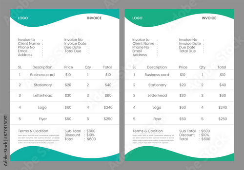  vector invoice template design.